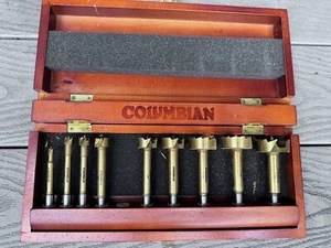 Vintage Rare Columbian 9 Piece Forstner Wood Working Drill Bit Set EX Condition - Picture 1 of 8