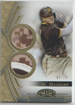 2023 TOPPS TIER ONE MANNY MACHADO SP RELICS DUAL PATCH #04/25 T1R-MMA2 PADRES - Image 1 of 2