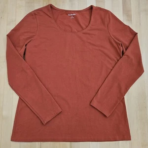 Kim Rogers Womens Stretch Burnt Orange Tee Cotton Scoop Neck Top Sz M  - Picture 1 of 13