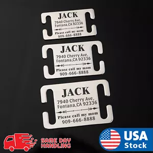 Slide On Dog Tag Personalized Engraved Stainless Steel Id Tags For Pet Collar - Picture 1 of 6