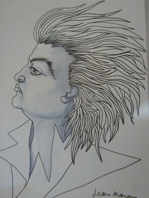 Jean Marais / Autoportrait bleu / Lithographie en couleur / 62X44cm - Photo 1/3