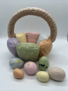 CESTO UOVA DI PASQUA ceramica PUFFED TRAPUNTATO dipinto a mano vinile giallo/rosa/viola - Foto 1 di 24