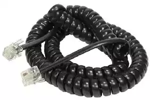 TELEFON TELEFON TELEFON KRĘCONA SŁUCHAWKA PRZEWÓD PRZEWÓD RJ10 WTYCZKA CZARNA 2M - Zdjęcie 1 z 1