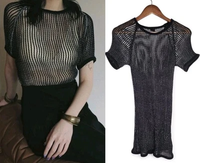 Camiseta de malha militar dinamarquesa vintage preta tamanho único - Imagem 1 de 4