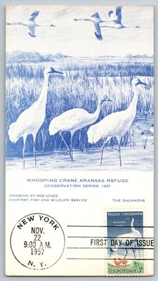 #1098 Wildlife Conservation Whooping Crane FDC Maxi Card - Image 1 of 2