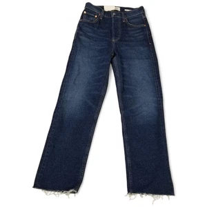 Pantalones de mezclilla Citizens of Humanity para mujer 24 botones Florence ancho recto azul dobladillo crudo - Imagen 1 de 17