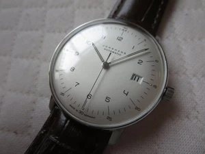 Junghans Max Bill Automatic Watch 27.4700 38mm made in Germany w/Box Leather - Picture 1 of 20