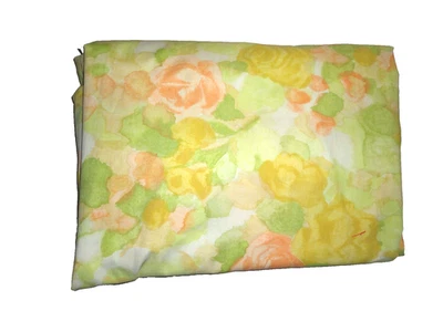 CANNON ROYAL FAMILY WATERCOLOR ROSE YELLOW ORANGE FLORAL (1) FULL FITTED SHEET - Image 1 of 4