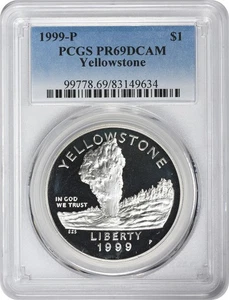 1999-P Yellowstone Silver Commemorative Dollar PR69DCAM PCGS Proof 69 Deep Cameo - Picture 1 of 2