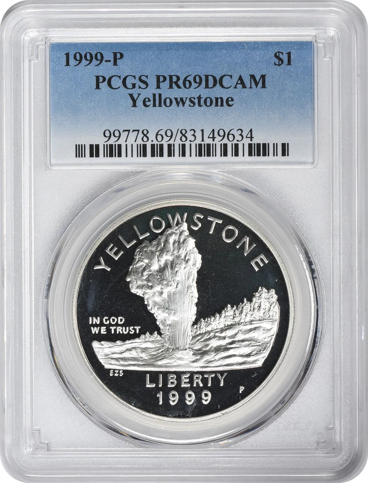1999-P Yellowstone Silver Commemorative Dollar PR69DCAM PCGS Proof 69 Deep Cameo - Image 1 of 2