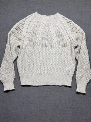 电缆针织毛衣哲学共和国服装 S/P 象牙色长袖套衫 — 第 1/4 张图片