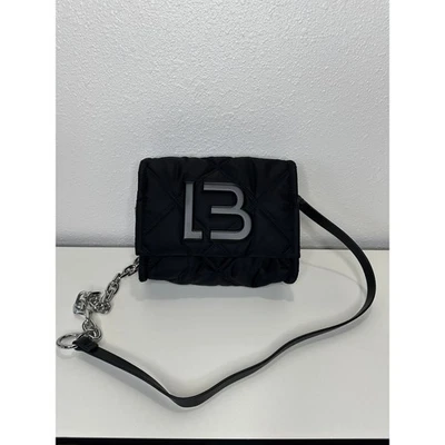 BYL Small Black Padded Nylon Crossbody Bag Leather & Chain Strap - Image 1 of 4