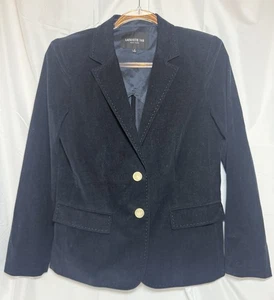 Lafayette 148 Womens Blazer Jacket Size 2 Corduroy Fine Wale Navy Blue Classic - Picture 1 of 8