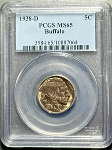 1938-D Buffalo Nickel 5c PCGS MS65 Uncirculated Coin (#74097) - Picture 1 of 5