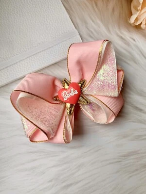 Barbie Pink Handmade Hair Bow Alligator Clip Girls Baby Toddler Kids Bow - Image 1 of 2