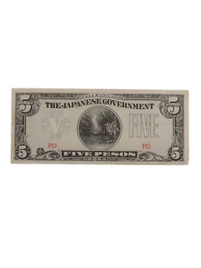 The Japanese Government 5 Pesos Military Occupation Note Rare See Pics GD Shape! - Picture 1 of 14