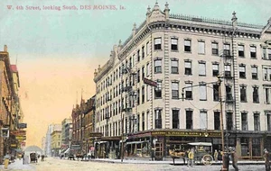 West 4th Street Des Moines Iowa 1910c postal - Imagen 1 de 2