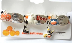 Halloween Tile Bracelet / Stretch ~ Silver-tone / Pumpkins ~ Witch ~ Ghost - Picture 1 of 4