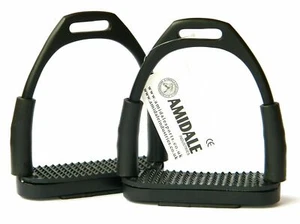 FLEXI SAFETY STIRRUPS HORSE RIDING BENDY IRONS BLACK COLOR FROM AMIDALE - Picture 1 of 1