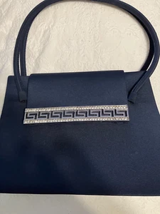 Elegante dunkelblaue Abendtasche mit Kristallen (nicht benutzt) - Bild 1 von 3