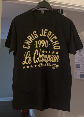 Chris Jericho AEW All Elite Wrestling Le Champion T-Shirt Black L Mens WWE Cover
