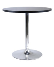 Round Pedestal Dining Table For 4 Contemporary Kitchen Chrome Base Black Top 29I