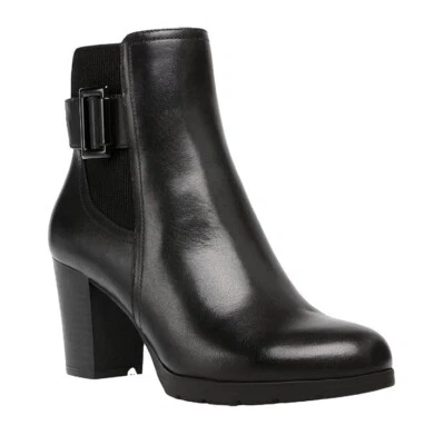 Botines Anne Klein Mujer 9M Cuero Negro Tacón EXHIBICIÓN SIN CAJA XW9 Foto 1 de 4