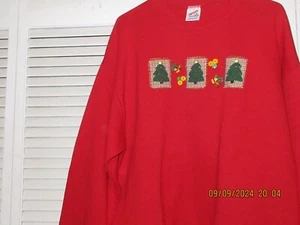 Christmas Sweatshirt Womens XL Red Long sleeve Holiday Baking Holiday Shirt Top - Picture 1 of 2