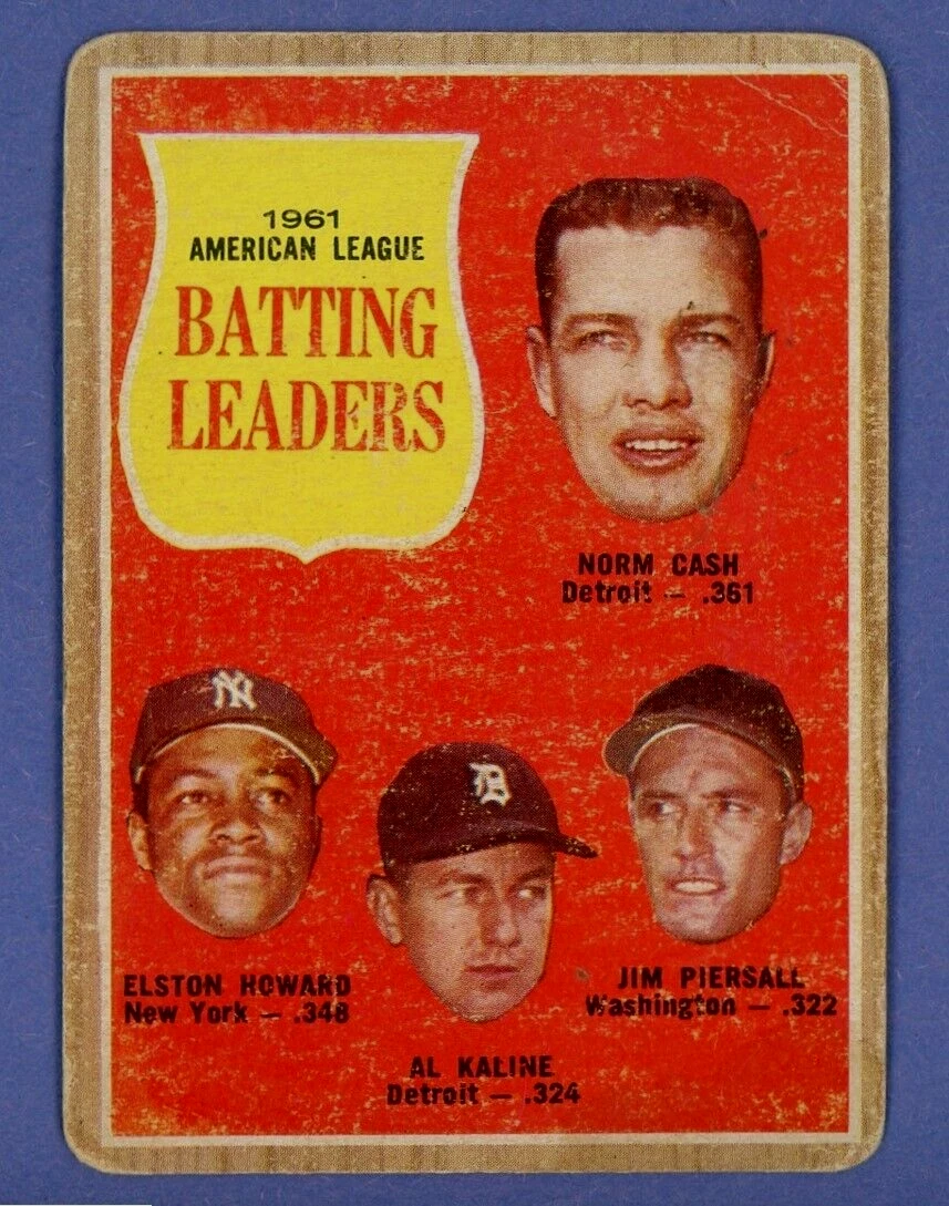 1962 Topps Venezuelan 51 Batting Leaders, Al Kaline Howard, Norm Cash Venezuela