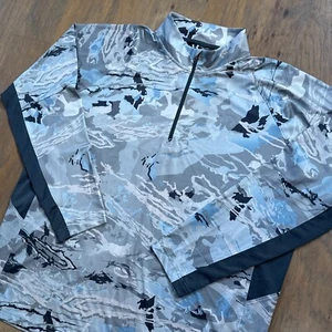 Under Armour Pullover Herren 3XL Blau Camouflage Quarter Zip Performance Angelpullover - Bild 1 von 10