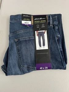 EDDIE BAUER Men’s Classic Straight Fit Denim Blue Jeans Stretch Size 40 X 29 - Picture 1 of 2