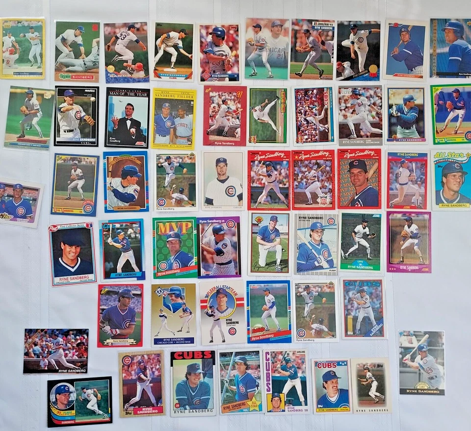 Tarjeta de béisbol RYNE SANDBERG RARA lote (66) 1984-2012 Cooperstown, O-Pee-Chee, CUBS Foto 1 de 4