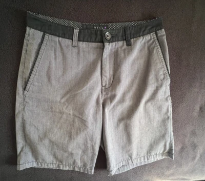 Pantalones Cortos Billabong Design Works Para Hombre Gris/Negro Rayas con Ribete, Lunares Surf Raro Foto 1 de 4