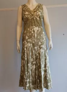 Vestido acampanado para mujer Coast verde seda mezcla de algodón floral línea A talla 14 #COA20D# - Imagen 1 de 20