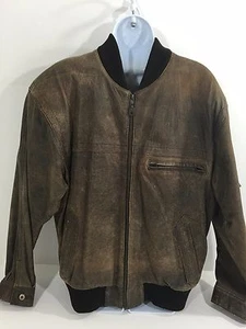 Chaqueta Bomber Vintage Clockhouse Puro Auténtico Cuero Crudo - Imagen 1 de 10