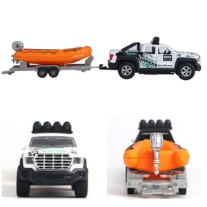Pickup Truck Trailer Towing Speed Boat 2 in 1 Playset Diecast Toys Set Kids toys - Picture 1 of 9