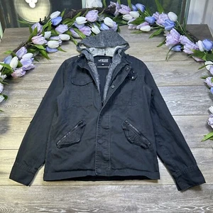 Rude Jacket Size Small Men’s Hooded Gothic Black Full Zip Coat With Pockets - Picture 1 of 23