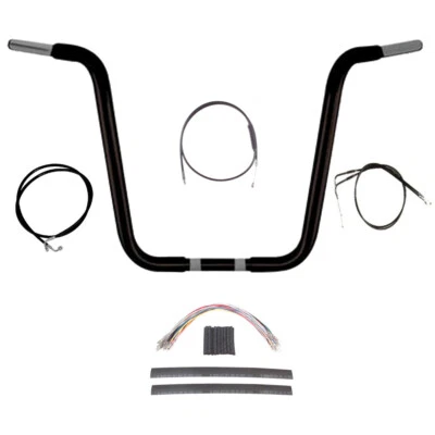 Harley-Davidson Dyna 1 1/4" Black Wild 1 WO509 16" Ape Hanger KIT 1996-2005 Foto 1 de 2