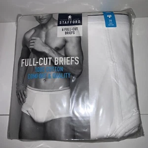 JC Penney Stafford Men's Full Cut White Cotton Briefs Size 38 Underwear 6 Pack - Picture 1 of 2