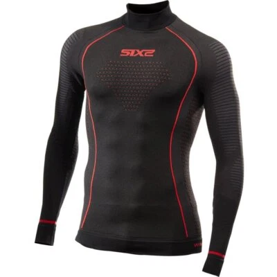 SixS Turtleneck Long Sleeve Base Layer Top Black Red - Image 1 of 4