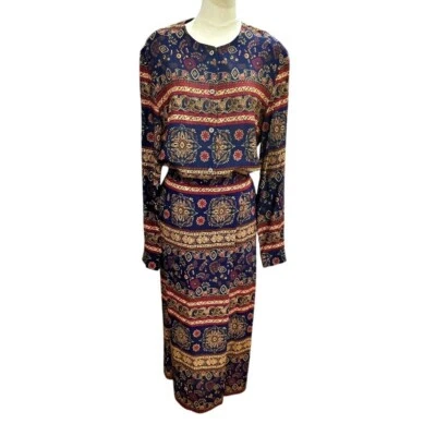 Conjunto Falda Vintage Azul Borgoña 2 Piezas Talla 16 Dark Academia Dinero Antiguo Ecuestre Foto 1 de 4