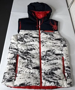 Men's SPYDER TIMELESS Medium Down Full Zip Hooded Vest Jacket - Picture 1 of 15