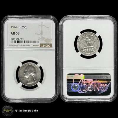 1964-D 25C Washington Quarter NGC AU53 - Image 1 of 2