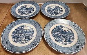 4er Set Royal China Blue Currier und Ives HARVEST Brot & Butter Teller - Bild 1 von 10