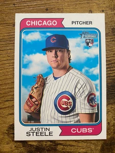 JUSTIN STEELE 2023 TOPPS HERITAGE ROOKIE CARD, CHICAGO CUBS - Picture 1 of 1