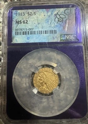1913 $2.5 Ms 62 Indian Head Gold Coin  - Image 1 of 2