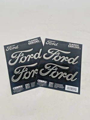 Licencia Ford Cromo Calcomanía Coche Hogar Oficina Equipaje Laptop Auto 2 Paquete 4 Pegatinas Foto 1 de 4