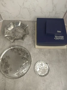 Wendell August Forge Metal Plates Floral Design Set of 3 In Box Handmade - Picture 1 of 12