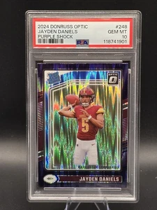 2024 Panini Donruss Optic - Rated Rookie Jayden Daniels #248 Purple Shock PSA 10 - Picture 1 of 2