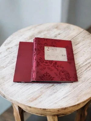 2 Photo Album Gift Set 200 Photos Each 2007 Target Dark Red Fabric Floral - Image 1 of 4